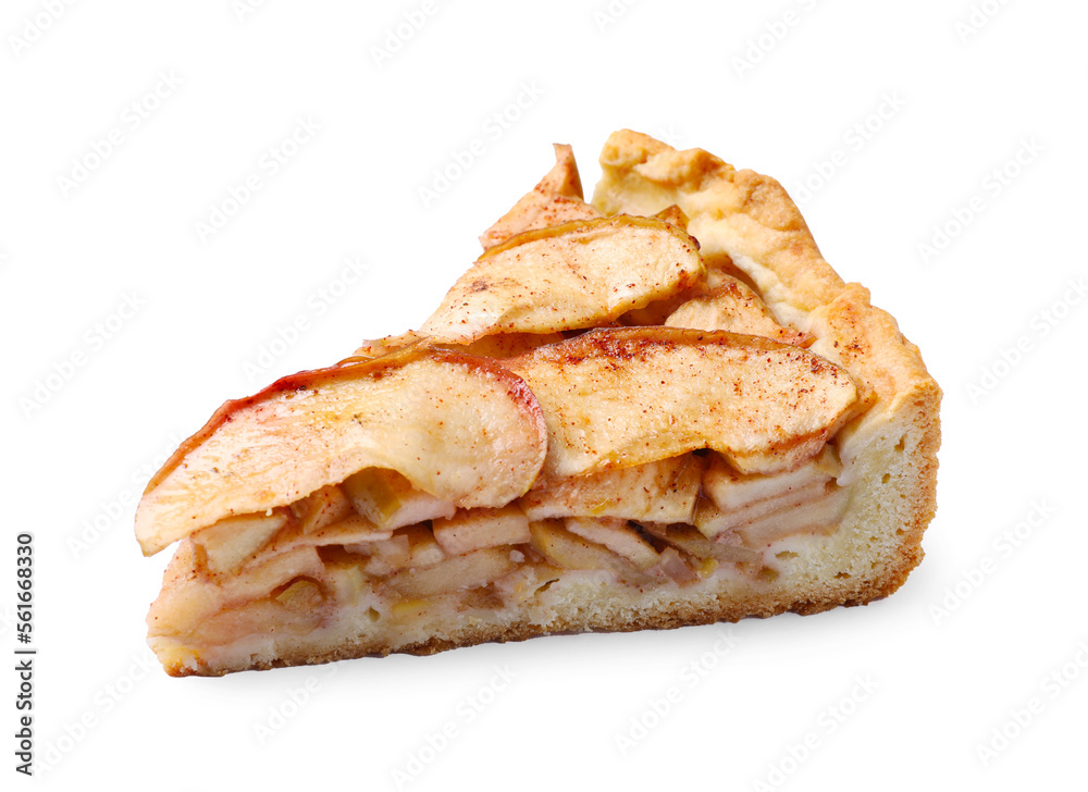 Slice of delicious apple pie isolated on white Slice of delicious apple pie isolated on white