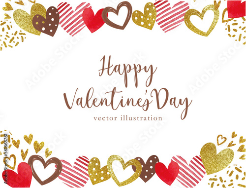 ハートとリボンのバレンタインのフレーム