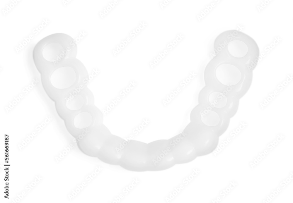 Obraz premium Dental mouth guard on white background, top view. Bite correction