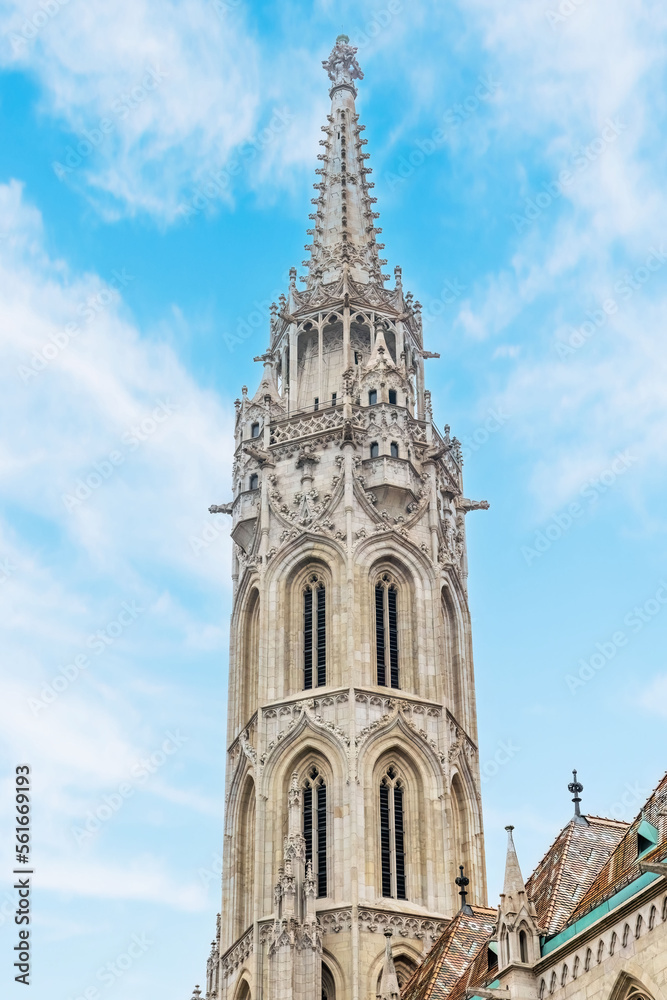 Scenic view of Matthias church at Fisherman Bastion fortress in Budapest