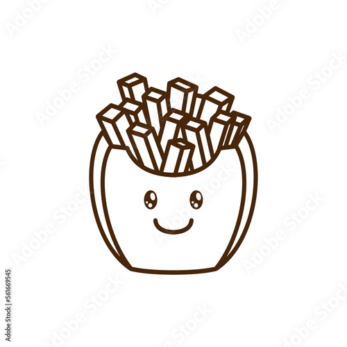 vector icon of cute line doodle fast food french fries
