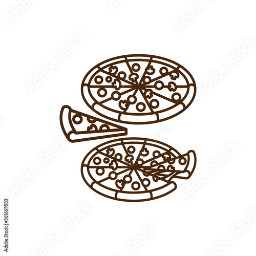 vector icon of cute line doodle fast food pizza