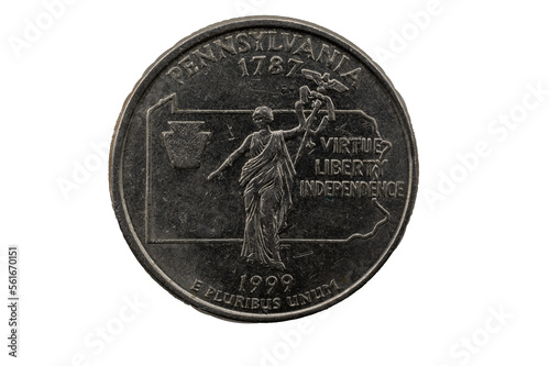 Pennsylvania State Quarter, 50 State Quarters 1787 - 1999 Virtue, Liberty Independence