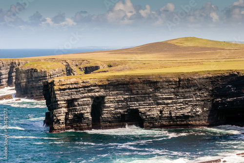 Loop Head sea cliffs at the mouth of the River Shannon in Ireland