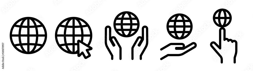 Earth grid icon set. Internet, global, worldwide, international concept. Earth grid icon set. Internet, global, worldwide, international concept.