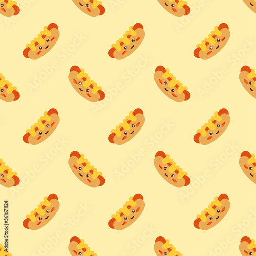 vector icon of cute flat design pattern fast food hot dog
