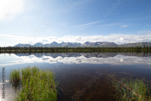 mountains in alaska with water reflection 