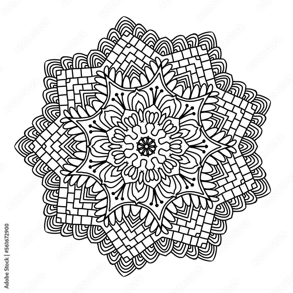 Fototapeta premium Circle flower pattern mandala. Black and white color. for Henna, tattoos, decoration, coloring book.