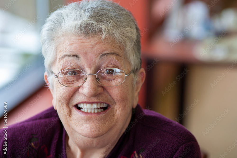 Close up portrait of elderly woman in retirement home. Close up portrait of elderly woman in retirement home.