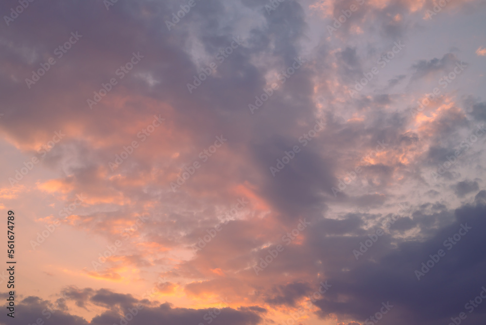 Vanilla sky with cloud and sunlight before sunset, Natural background