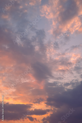 Vanilla sky with cloud and sunlight before sunset, Natural background