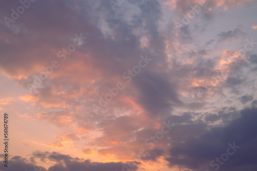 Vanilla sky with cloud and sunlight before sunset, Natural background