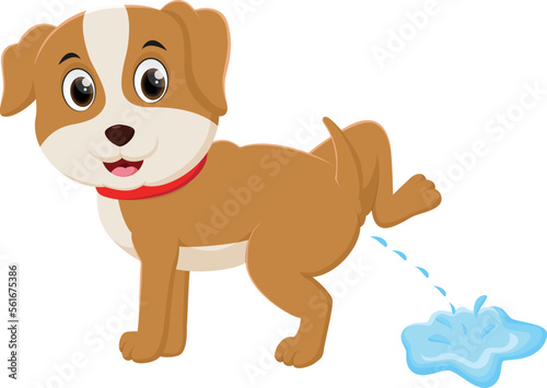 Cartoon cute dog peeing