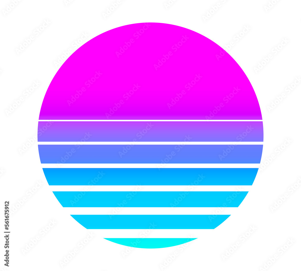 retro sun sunset retrowave from the 80s or 90s transparent PNG. For logo, icon, music and shirt
