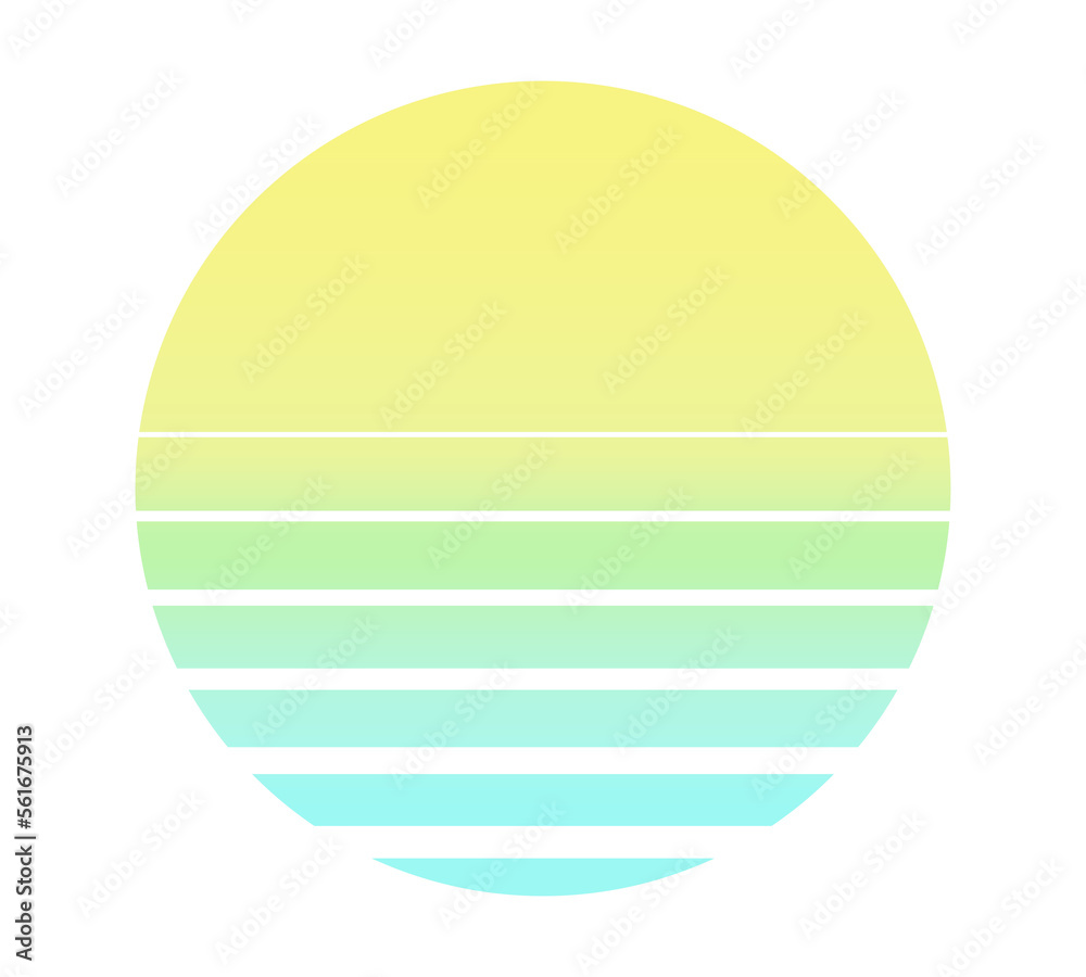 retro sun sunset retrowave from the 80s or 90s transparent PNG. For logo, icon, music and shirt
