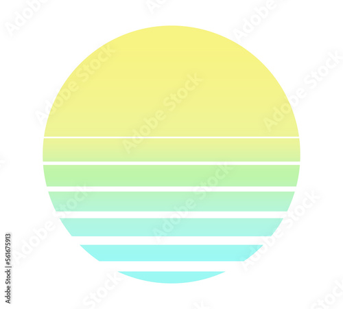 retro sun sunset retrowave from the 80s or 90s transparent PNG. For logo, icon, music and shirt © Amolyus