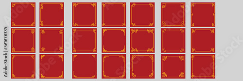 Happy chinese new year 2021, year of the ox . Isolated on red background. frame chinese ornament. ox sign zodiac bundles collection