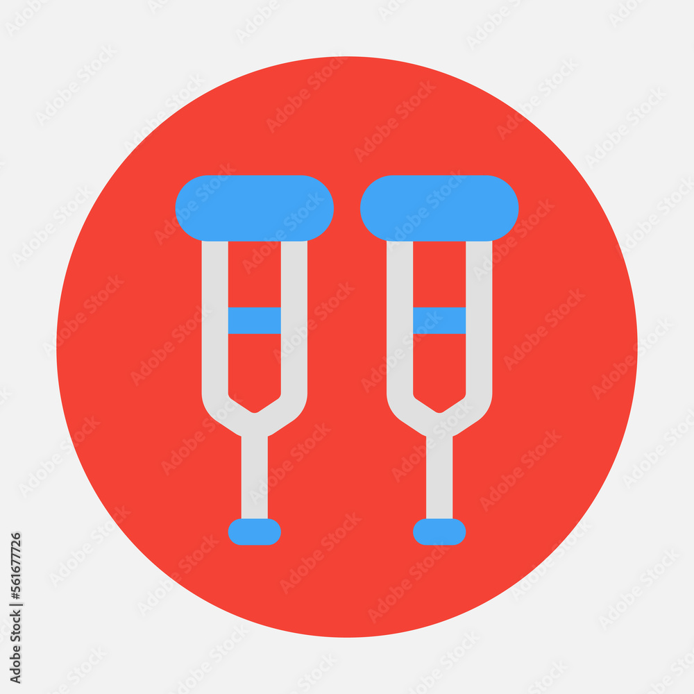 Crutches icon in flat style, use for website mobile app presentation Crutches icon in flat style, use for website mobile app presentation