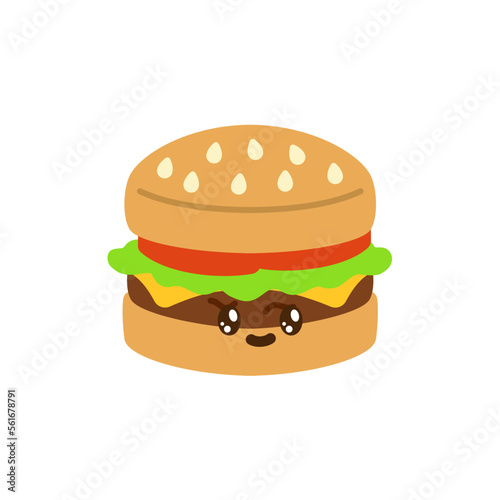 vector icon of cute flat design fast food burger
