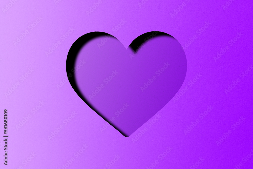 purple paper cut heart shape valentines day festival