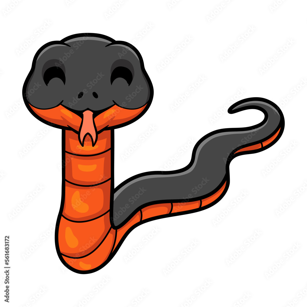 Fototapeta premium Cute copperbelly water snake cartoon