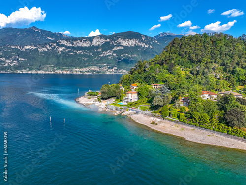 Fototapeta Naklejka Na Ścianę i Meble -  Aerial view of Bellagio village in Lake Como, in Italy.
