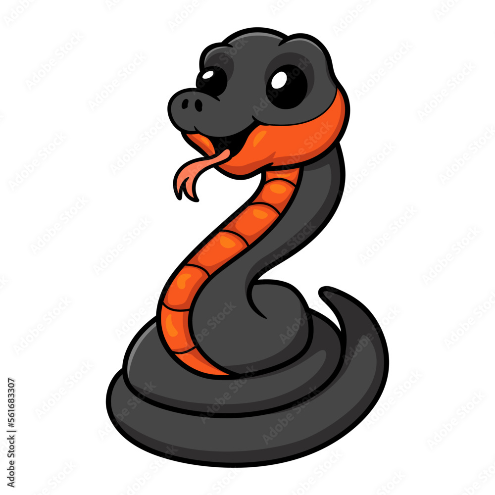 Fototapeta premium Cute copperbelly water snake cartoon