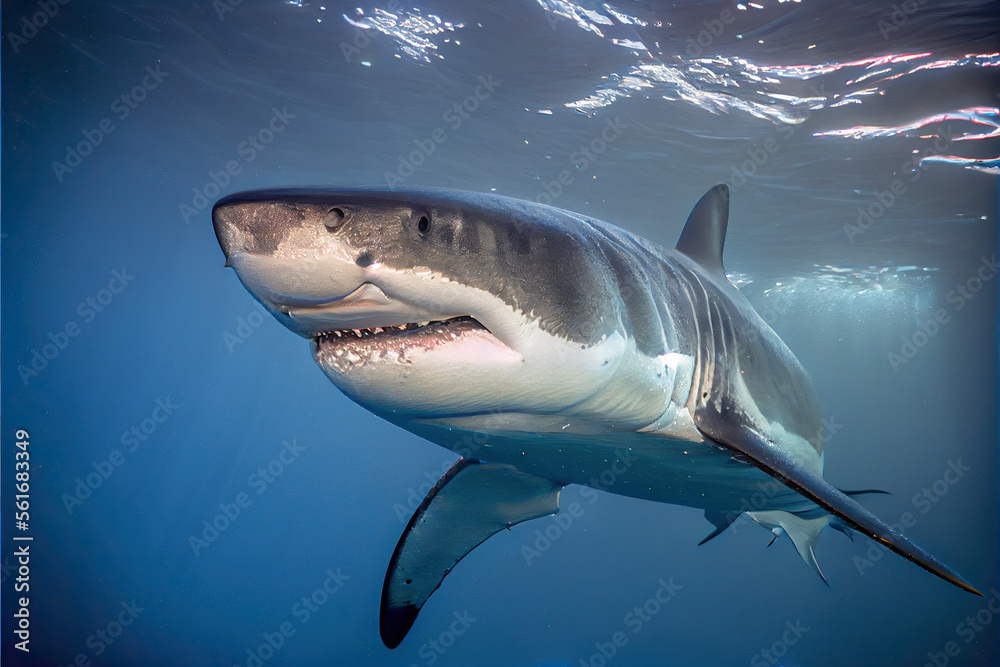 Naklejka premium close-up photograph of a great white shark