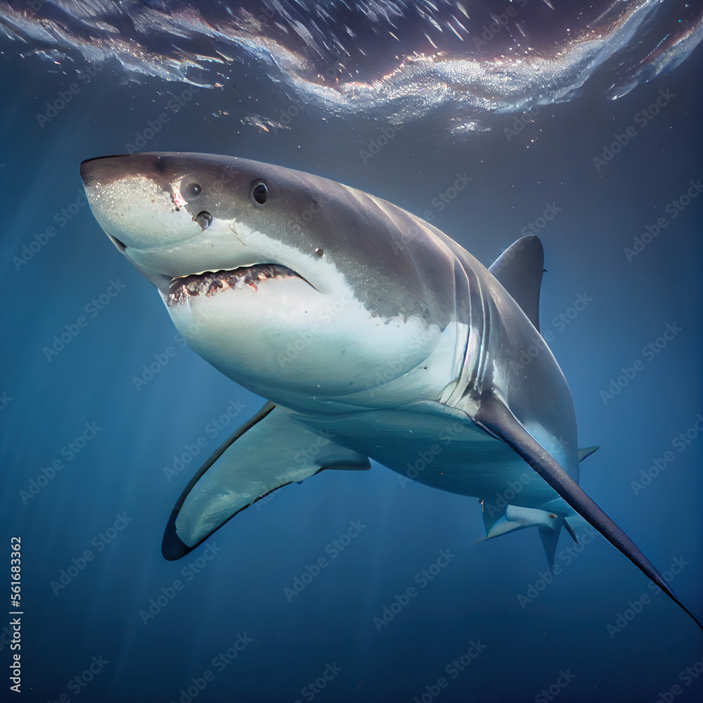 Naklejka premium close-up photograph of a great white shark