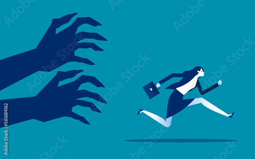 Human irrational inner fears and panic. Business danger vector illustration