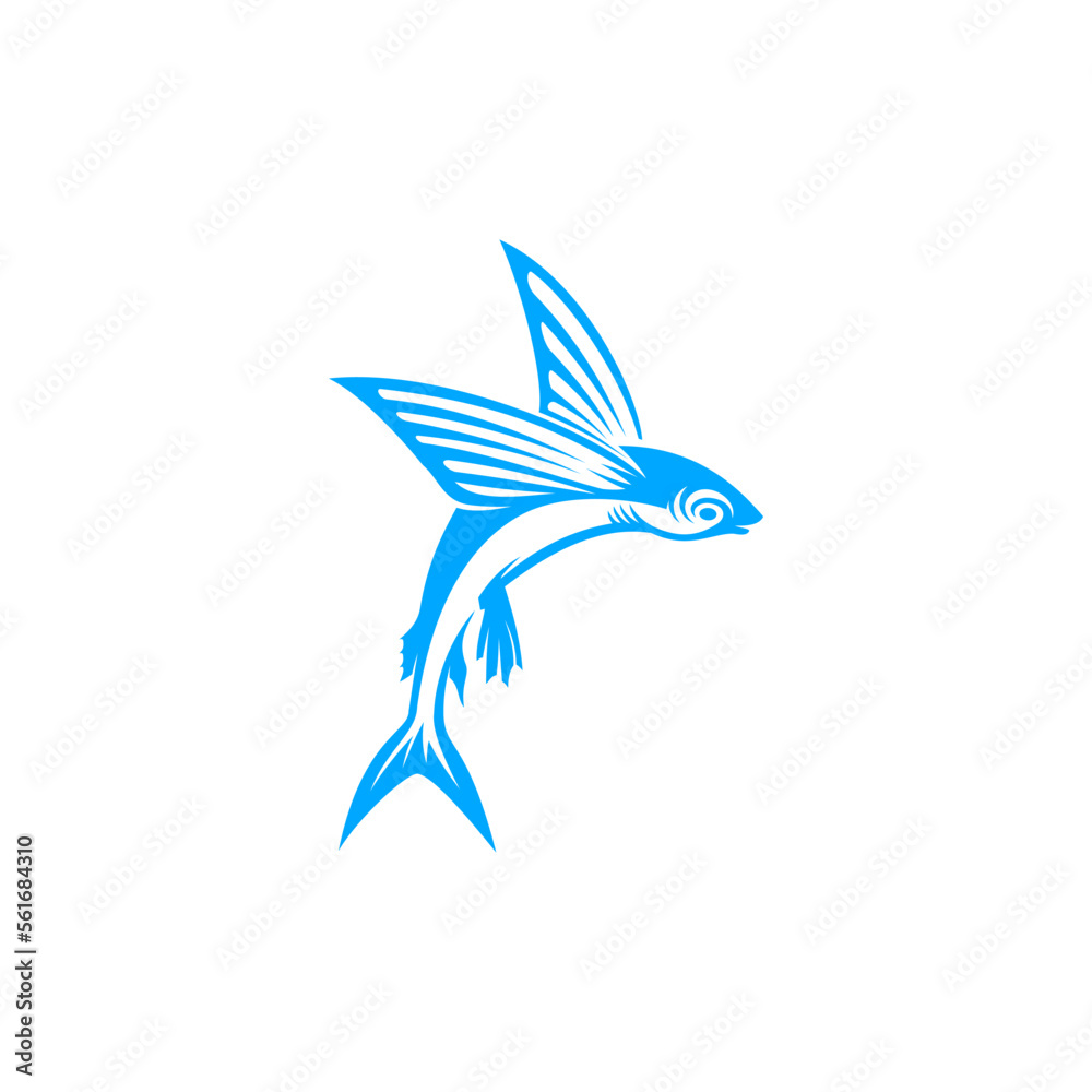 Flying Fish Logo Design Stock Vector