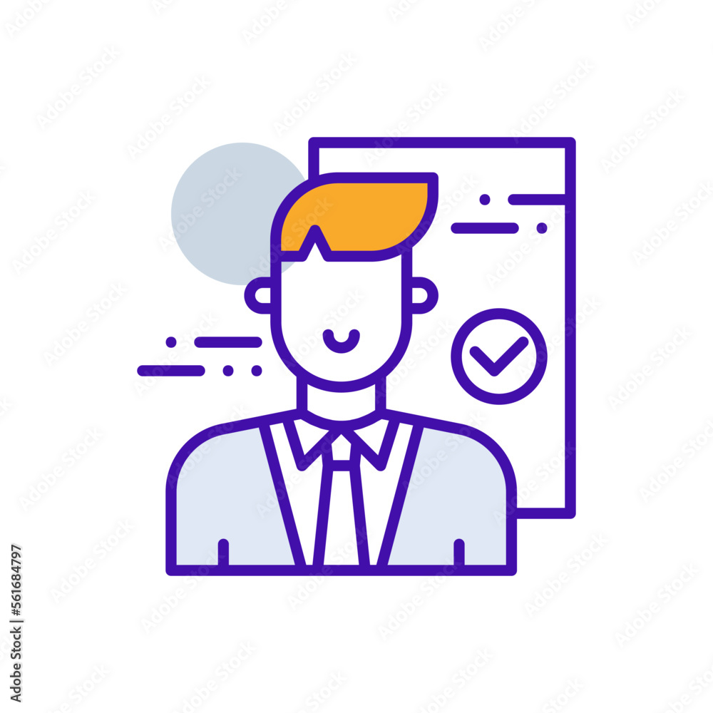 Candidate business people icon with purple and orange duotone style. People, job, human, recruitment, career, team, employee. Vector illustration Candidate business people icon with purple and orange duotone style. People, job, human, recruitment, career, team, employee. Vector illustration