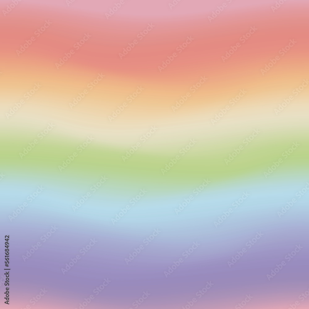 虹色のパステルグラデーションによりピンク、赤、黄色、緑、水色、青、紫が混ざり合うベクターイラストEPS10