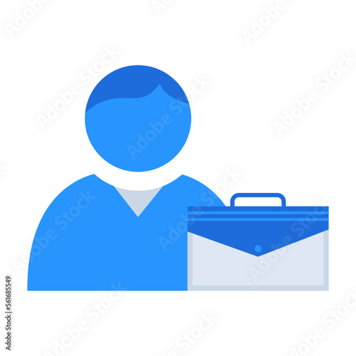 Businessman business people icon with blue outline style. icon, businessman, business, people, set, manager, management. Vector Illustration