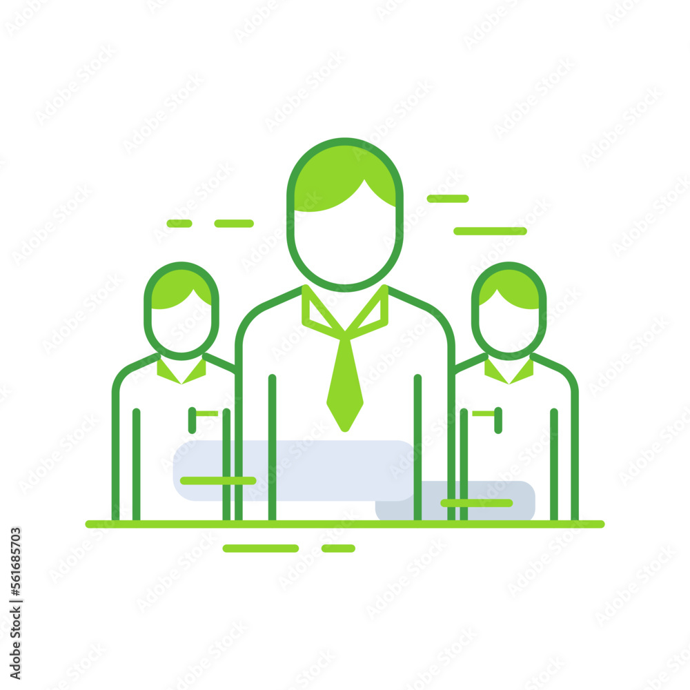 Business Tim business people icon with green outline style. business, web, sign, tim, set, flat, support. Vector Illustration