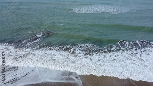 Astonishig view of the Atlantic Ocean with waves breaking on a deserted beach. Carilo, Argentina. photo