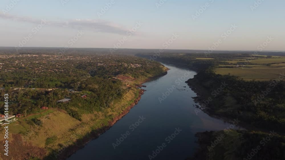 Triple Frontier connecting Argentina Brazil Paraguay South America aerial Triple Frontier connecting Argentina Brazil Paraguay South America aerial