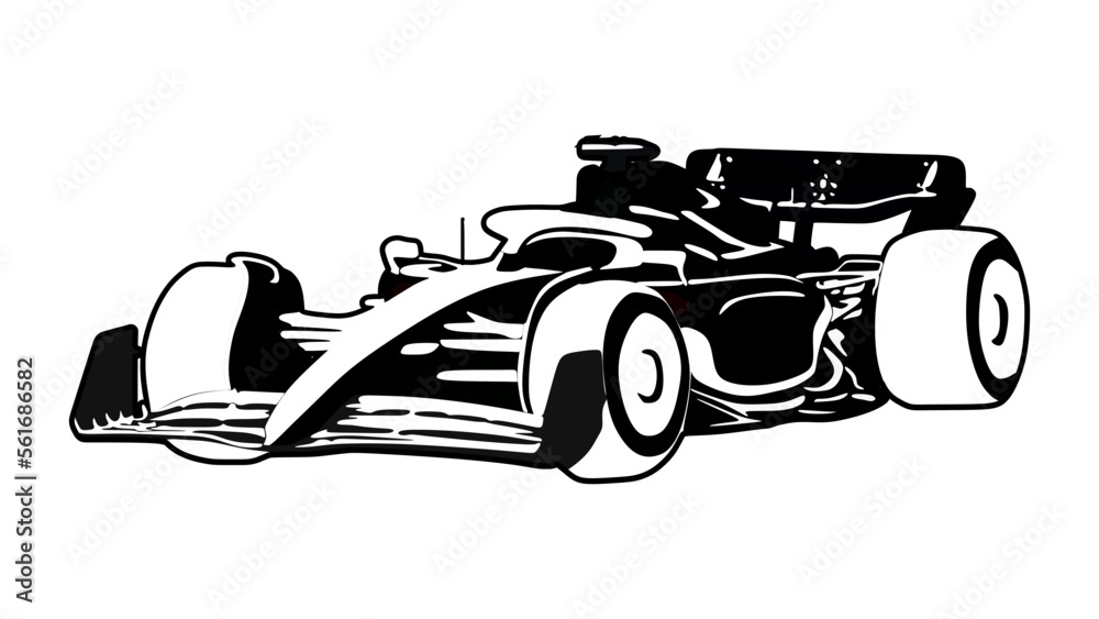 Obraz premium The best world racing car prototype, vector illustration in black and white trendy design style. Editable graphic resources for many purposes.