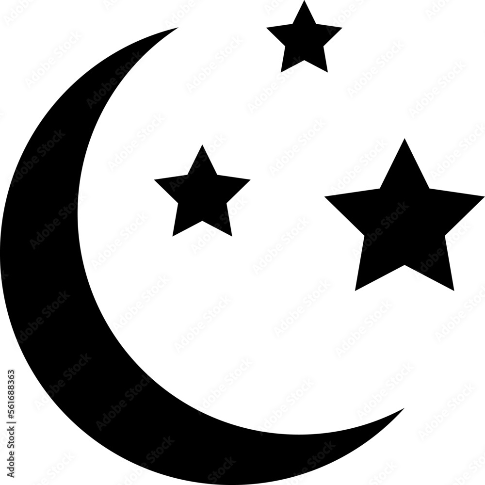 Moon and stars icon, flat design illustration on white background..eps Moon and stars icon, flat design illustration on white background..eps