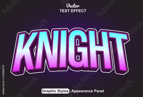 knight text effect with graphic style and editable.