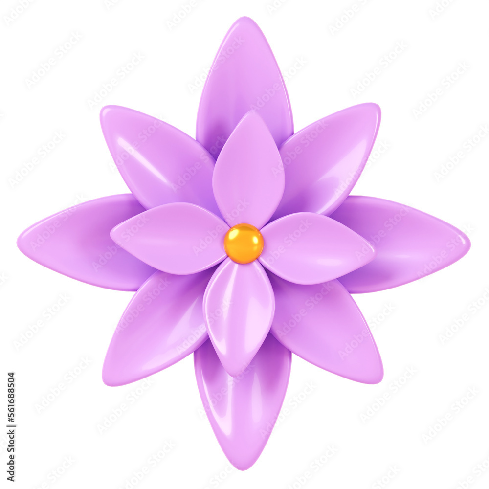 3D render. Purple flower isolated on background 3D render. Purple flower isolated on background