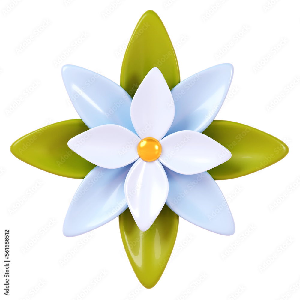 3D render. Blue flower isolated on background 3D render. Blue flower isolated on background