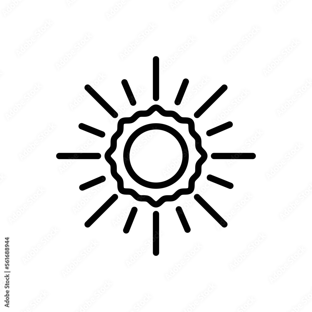 Black line icon for sun