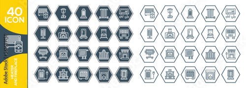 HEATER AND FIRE ICON SET DESIGN