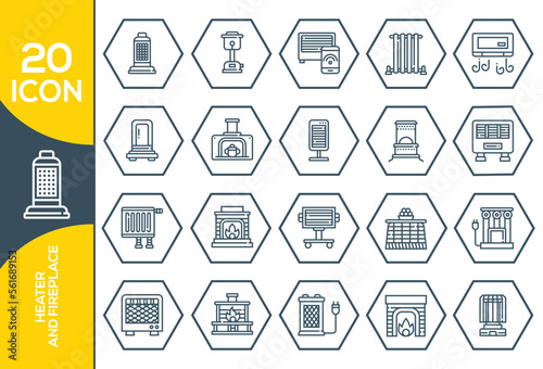 HEATER AND FIRE ICON SET DESIGN
