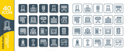 HEATER AND FIRE ICON SET DESIGN