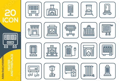 HEATER AND FIRE ICON SET DESIGN