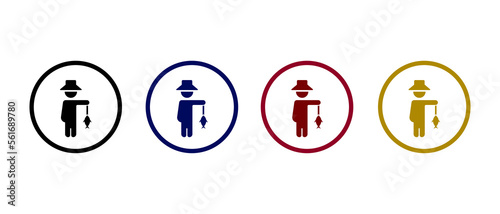 Set icon of fisherman icon vector. fisherman icon in flat style concept.	