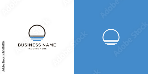 Letter O Sunset Logo Design Element