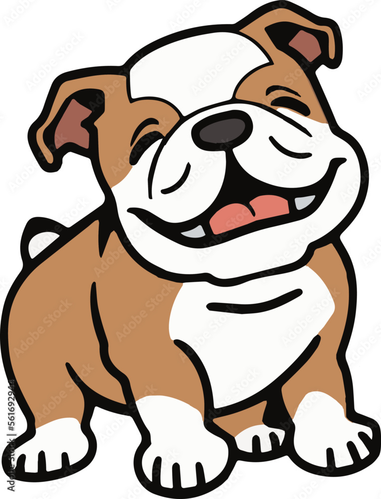 Fototapeta premium Vector Illustration of Cute Cartoon Bulldog Chibi and Kawaii Design, Isolated on White